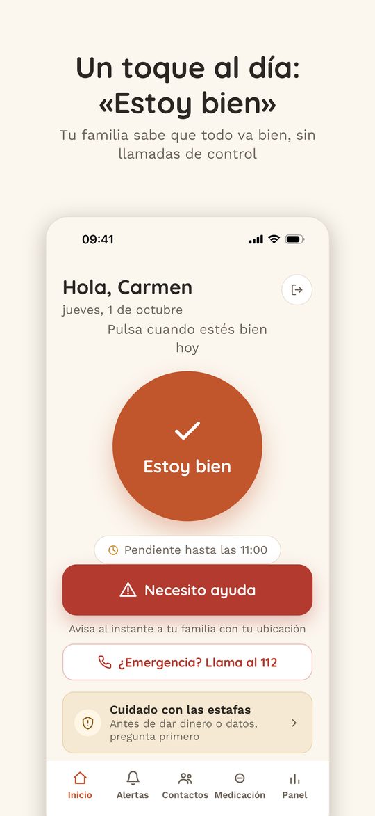 «Estoy bien» con un solo toque
